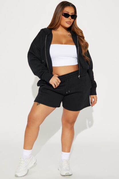 Conjunto de Sudadera y Shorts con Cierre - Negro - Image 4