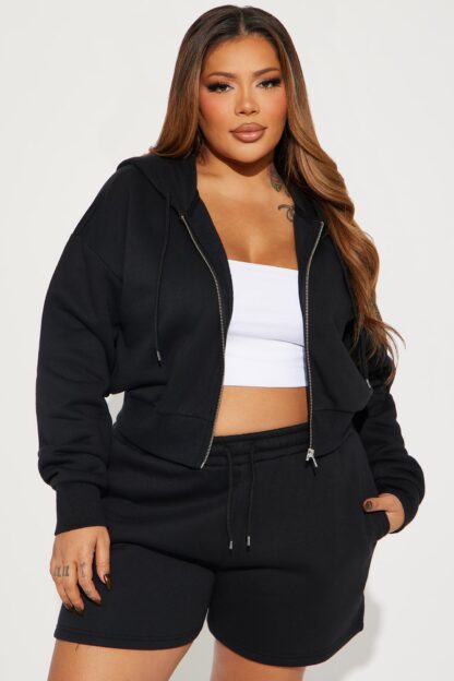 Conjunto de Sudadera y Shorts con Cierre - Negro - Image 5