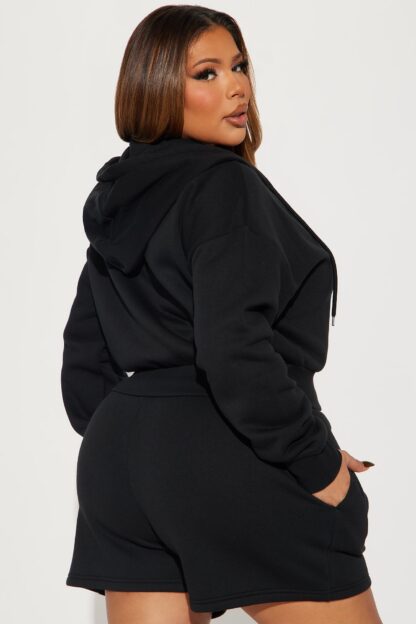 Conjunto de Sudadera y Shorts con Cierre - Negro - Image 7