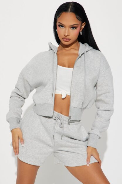 Conjunto de Sudadera y Shorts con Cierre - Negro - Image 9