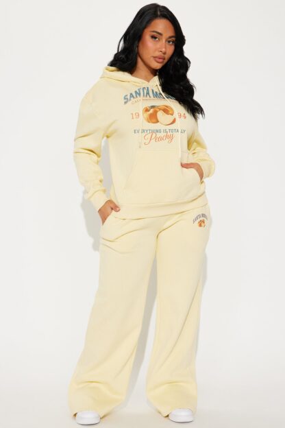 Conjunto de Sudadera y Pantalón Ancho en Felpa - Melocotón