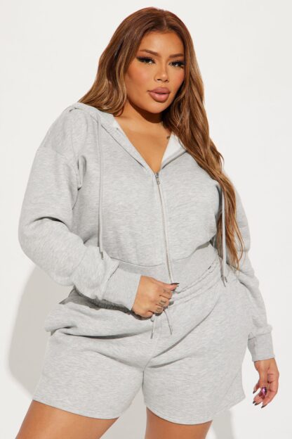 Conjunto de Sudadera y Shorts con Cierre - Negro - Image 12